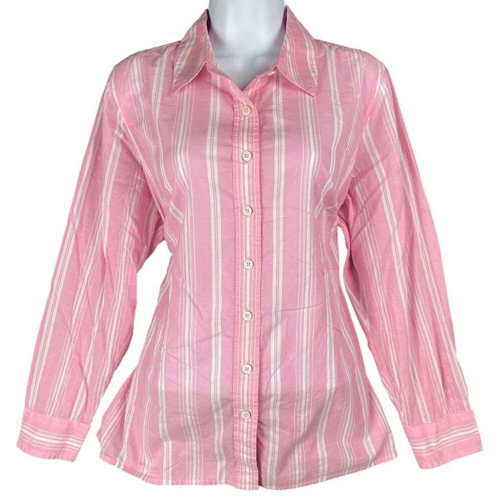 Talbots Top Womens Size XP/L Pink Work Stripes Office Career Capsule Casual Norm